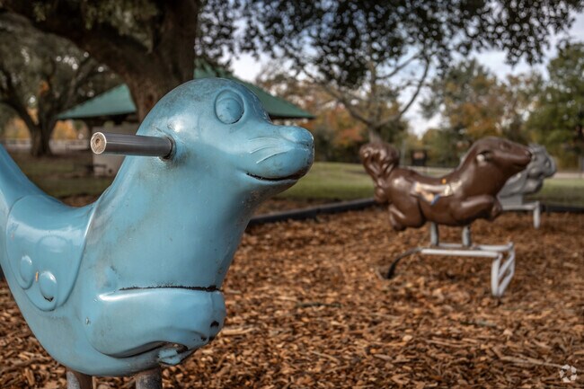 Children can enjoy the spring riders that the River Oaks neighborhood's parks have to offer.