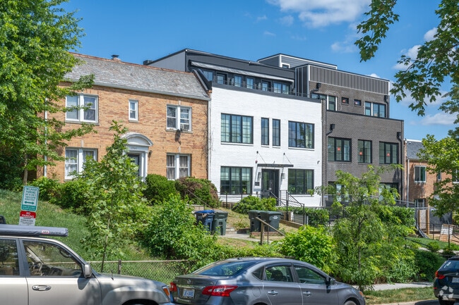 A row of refurbished multi unit condo buildings on 2nd St NE in Eckington.
