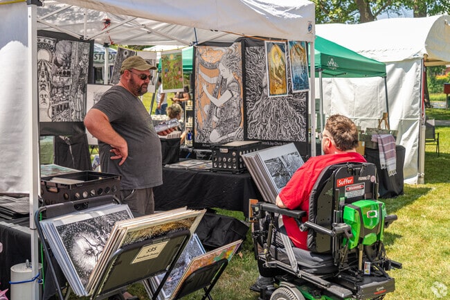 Creators display their work at the Creativity at the Crossroads Arts & Craft Fair in Aurora, IL.