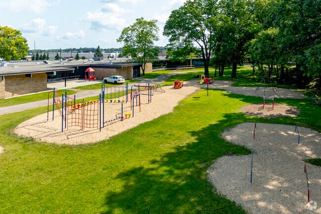 A secondary playground has play structures for younger kids at Hunt Elementary.