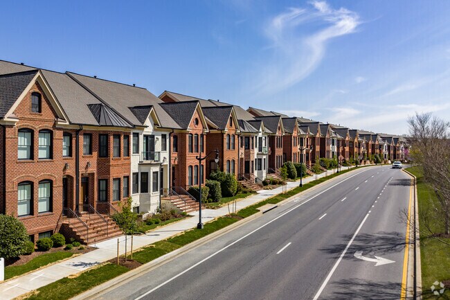 Downtown living in Urbana, where stunning townhomes line the streets.