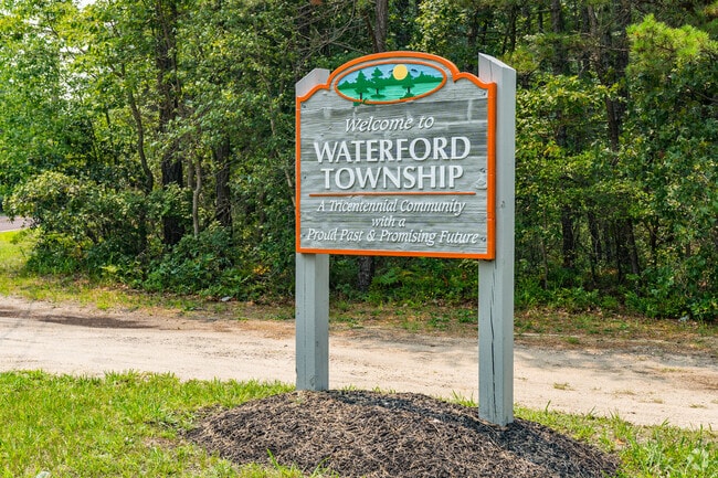 The Waterford Township welcome sign stands along White Horse Pike.