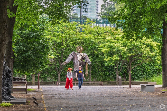 The Minneapolis Sculpture Garden is an 11-acre preserve featuring a conservatory and arbor.