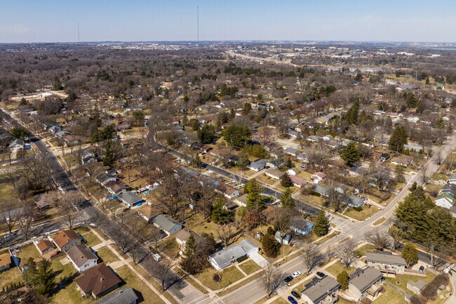 The Orchard Ridge neighborhood facing southwest, shows quiet residential streets.