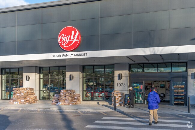 Staples residents pick up groceries from Big Y Supermarket.