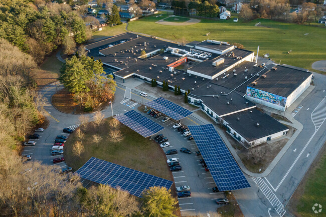 Young athletes can play soccer or baseball on the fields behind the Wayland Middle School.