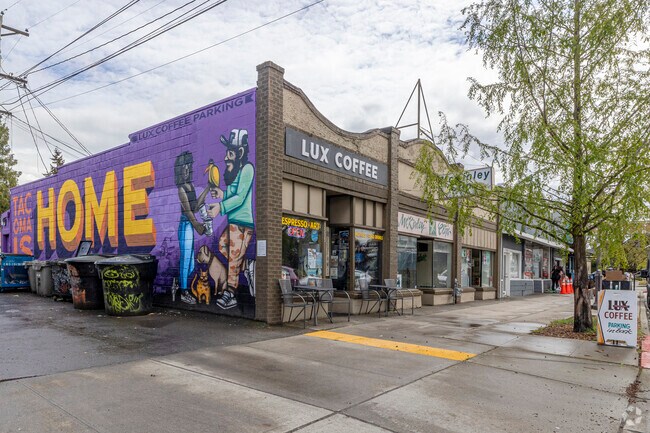 Tacoma is Home mural on the side of Lux Perpetua says it best on the Eastside of Tacoma.