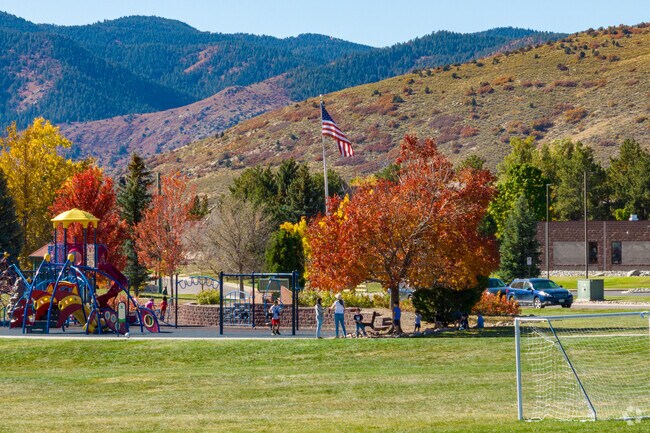 Ken Caryl Ranch Community Park, near Dakota Station, features scenic mountain backdrops.