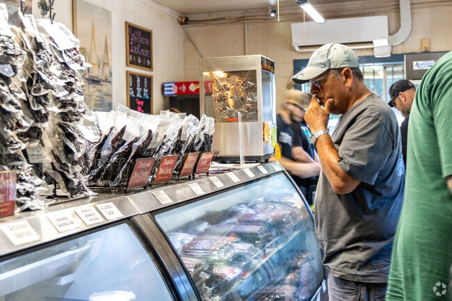 Some Ocosta locals shop for meat and cheese at Bay City Sausage.