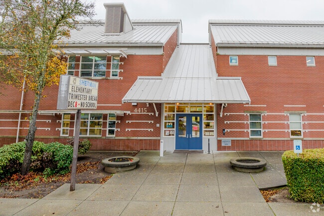 A secure front entrance is the norm at Sherman Elementary School.