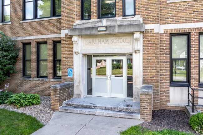 Earlham Elementary School's historic entrances are still used today.