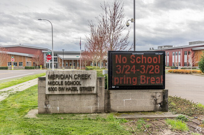 Meridian Creek Middle School on SW Hazel Street serves grades 6-8 in the Wilsonville area.