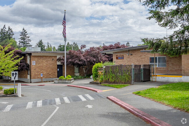 View of the entrance into South Colby Elementary School.