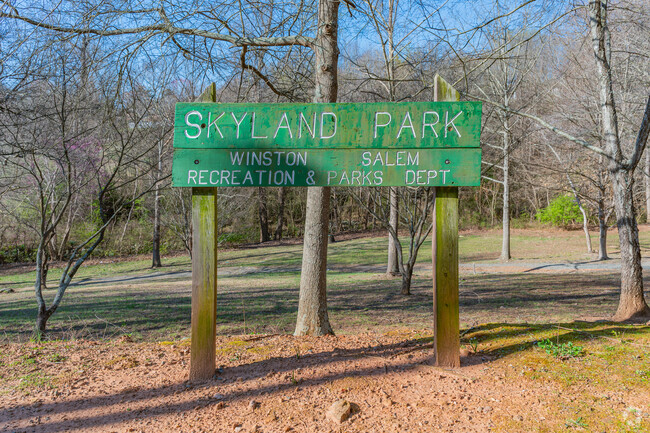 Skyland Park is a large well maintained park with basketball courts, green space, and grills.