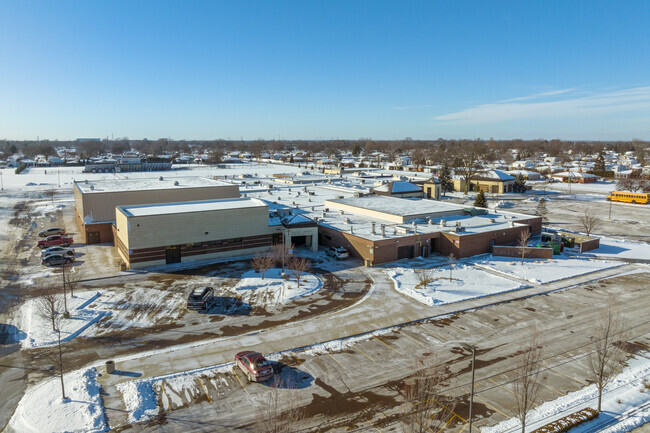 Side entrance and parking at De La Salle Collegiate High School.