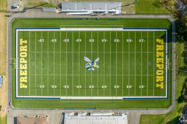 The Freeport Area Senior High School includes a beautiful turf football field.