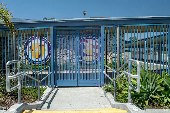 A secure entrance to El Cerrito Elementary School in La Habra.