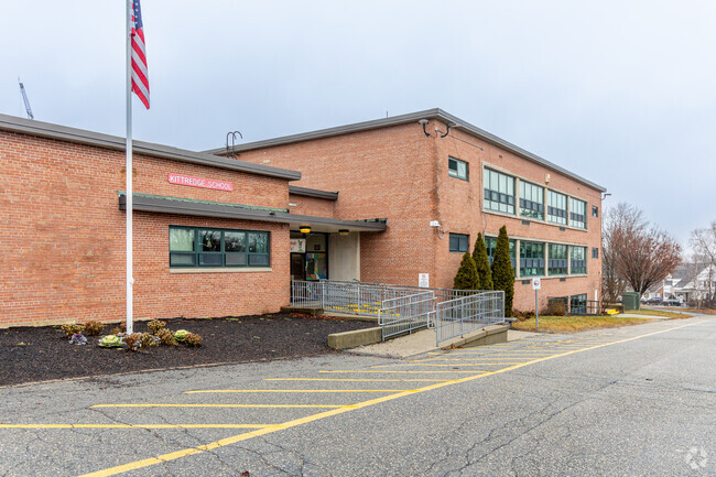 The main arrival area for students at the Kittredge Elementary School in North Andover, MA.