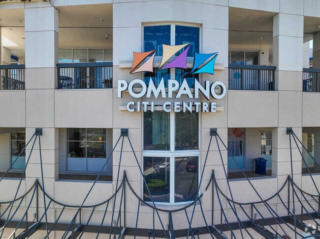 Signage at the entrance of Pompano Citi Centre near Blanche Ely.