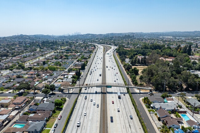 The I-10 freeway connects the Alhambra Tract neighborhood to Downtown Los Angeles.