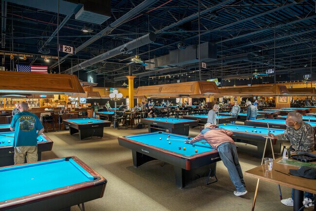 Two Stooges has a large array of pool tables for enthusiasts.