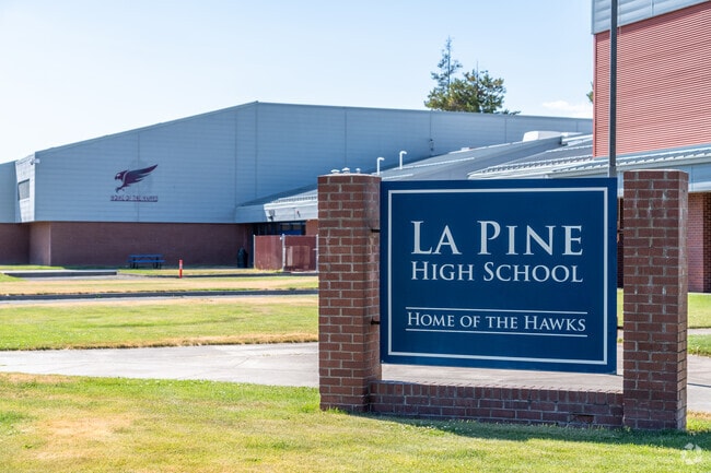 La Pine Senior High School is home of the Hawks in the Three Rivers neighborhood.