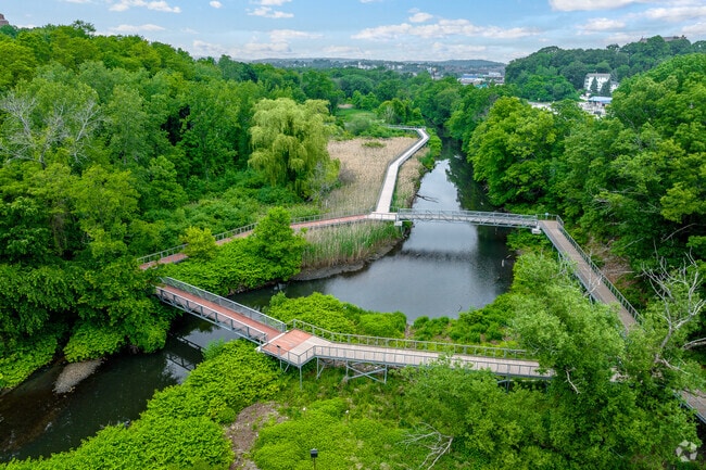 Walking paths at Middle River Park have stunning views of North Quinsigamond Village.
