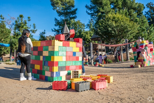 University Park and Town Center's Adventure Playground has colorful blocks to play with.