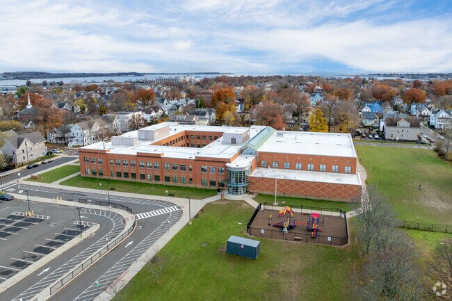 An aerial view of Hill Central School.