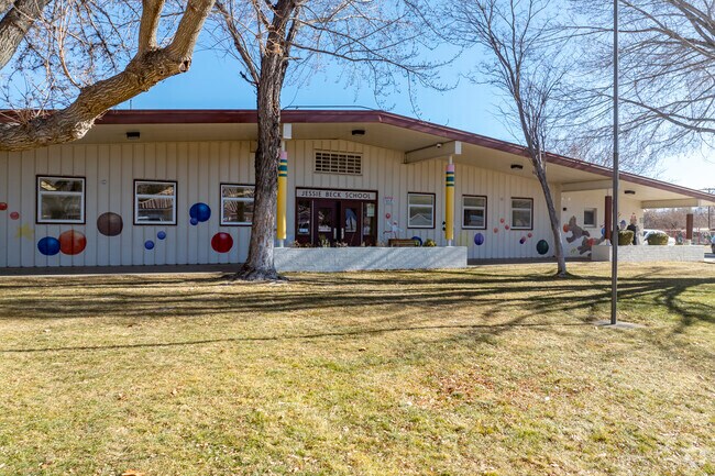 The drop off area in front of Jessie Beck Elementary School.