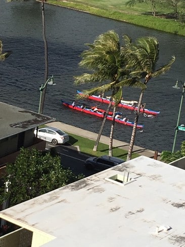 View of Ala Wai Canal and city view