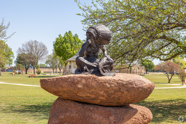 The Vision Seeker statue, a Native American monument, is located in Altus, Oklahoma.