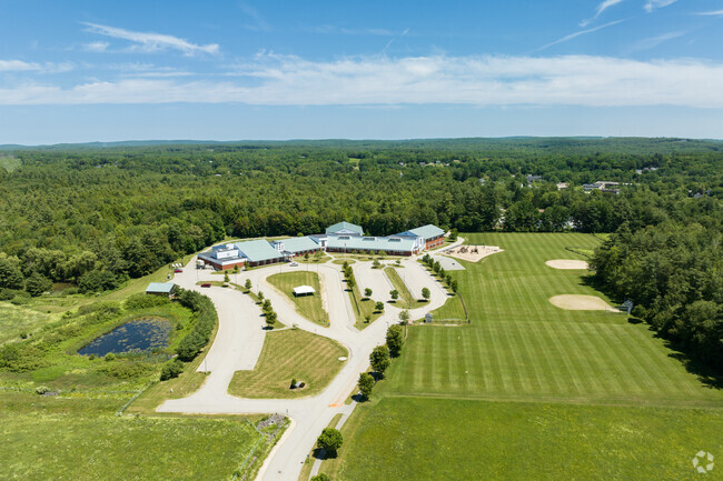 Aerial view of the Great Falls Elementary School campus in Gorham.