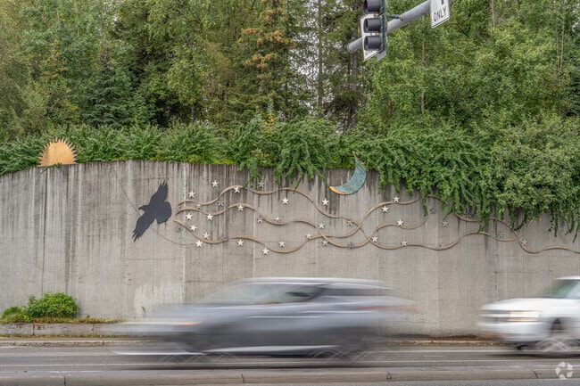 Eagle-themed public art adds character to the streets of Tudor Area.