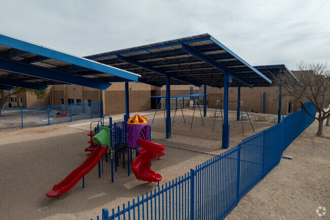Students love the brand new playground equipment at Acacia Elementary School.
