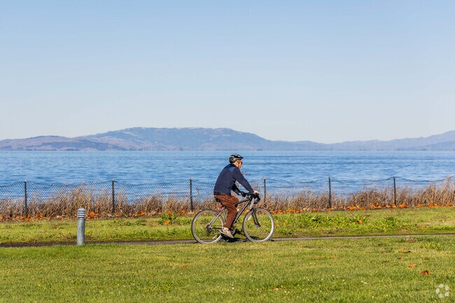 It's common to see people biking along the bay trail in New Pacific.