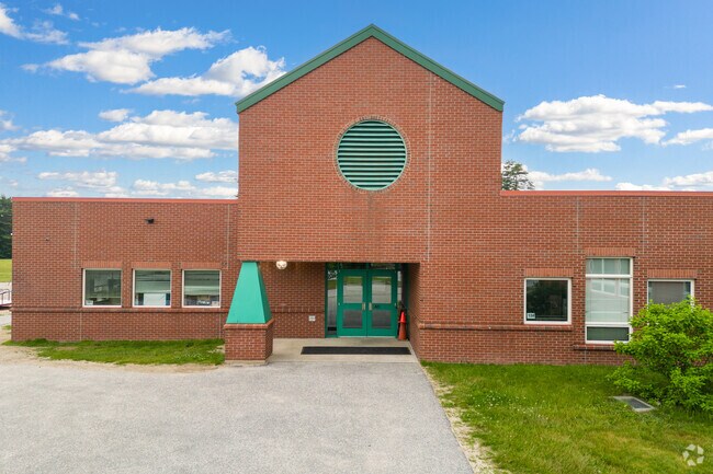 Side entrance of the Stevens Brook Elementary School in Bridgton.