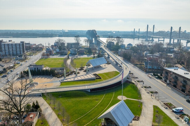 Big Four Station Park covers 10 acres on the Indiana side of the Ohio RIver.