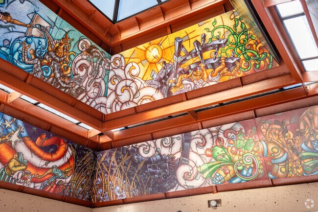 The beautiful murals within the La Raza Park Pavilion in Sunnyside, Colorado.