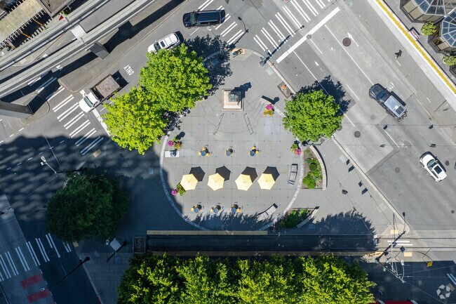 McGraw Square in Denny Triangle make for a great spot to take a lunch break and enjoy the city.