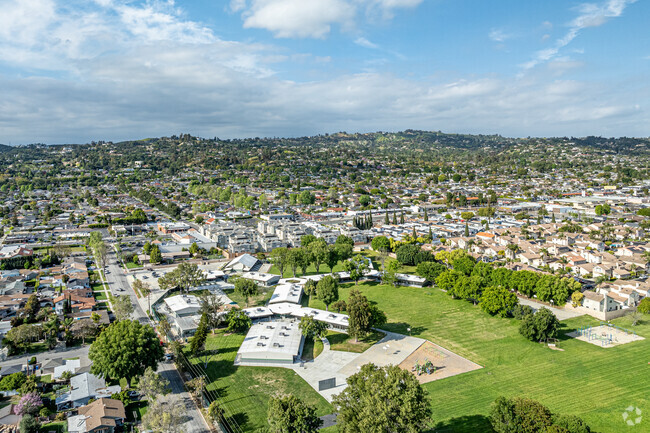 A bird's eye view of Jordan Elementary School in Whittier.