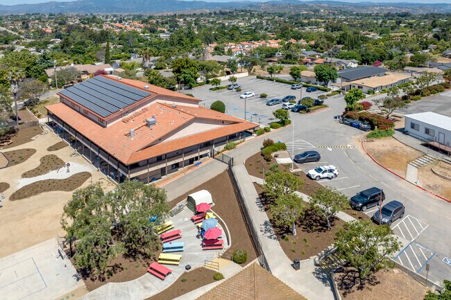 Solar panels are mounted on top of the school building of the Zion Lutheran in Fallbrook.