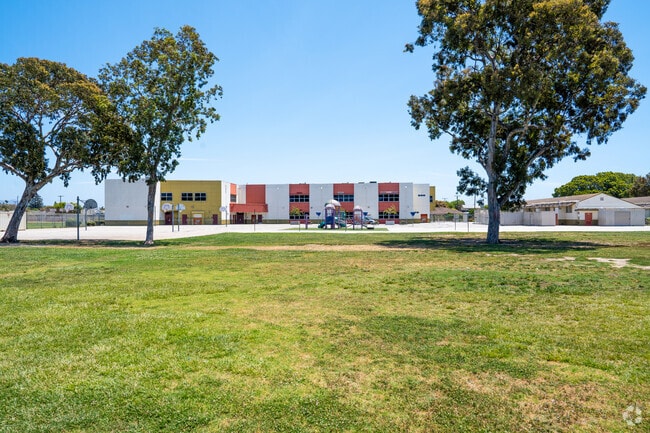 There is a large grass area for pickup game of soccer at Curren Elementary School in Oxnard, Ca.