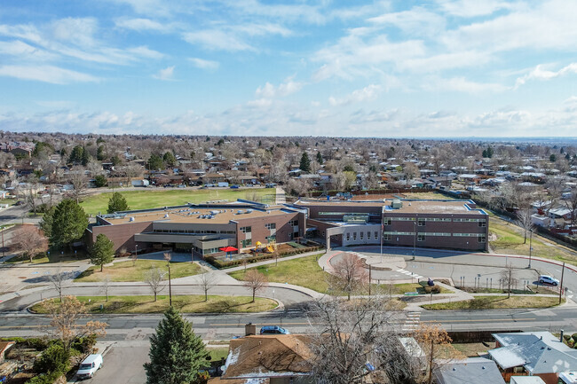 An overview of McElwain Elementary School in Welby, Denver, Colorado.
