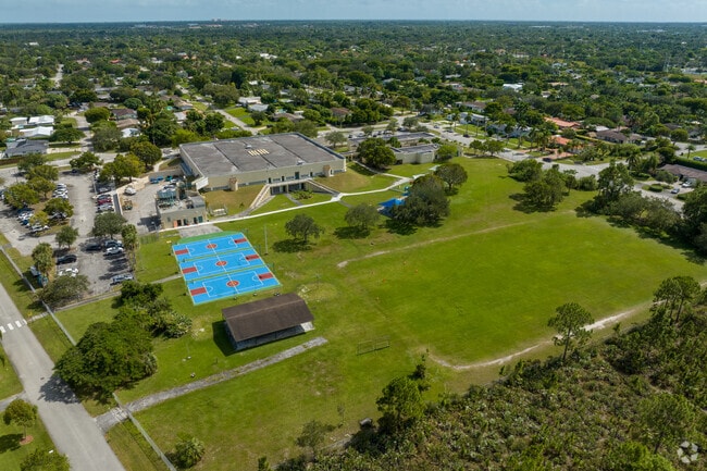An elevated view of Gloria Floyd Elementary School's campus in Miami, FL.