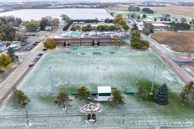 Families can come to watch football games right next to Alden Hebron High School.