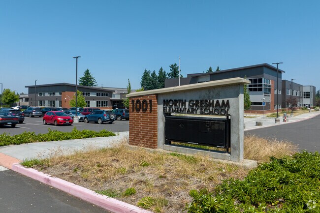 North Gresham Elementary greets families from SE 217th Ave in Gresham.