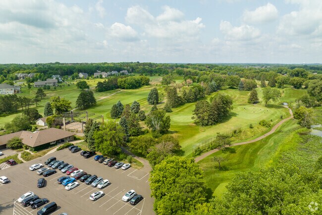 Aerial view looking over the greens at Gem Lake Hills Golf Course.