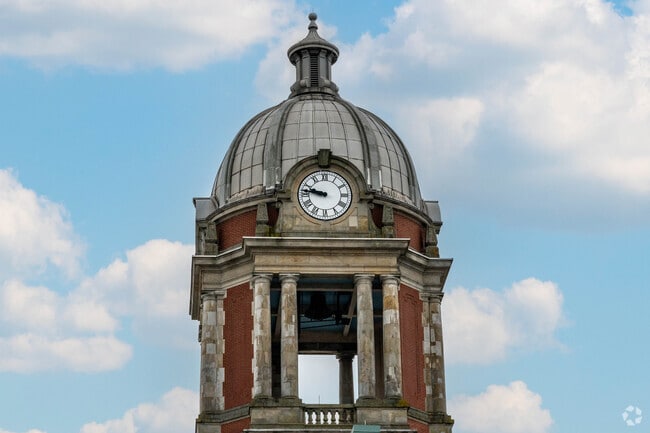 A view of the domed clock tower on the top of the Mercer County Courthouse in Mercer PA.