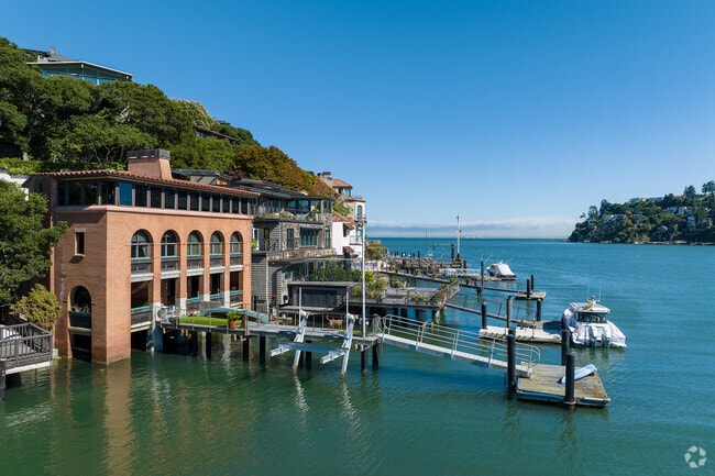 Homes along Bellevue Ave in Tiburon have their own small docks for access to the bay.